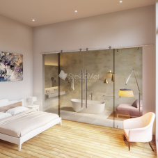 Перегородка с раздвижной дверью StekloMet серия Slide Point SM-031202.05.03 Перегородка с раздвижной дверью StekloMet серия Slide Point SM-031202.05.03