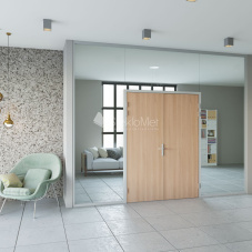 Стеклянная перегородка с распашной дверью StekloMet серия Simple Solid SM-023210.11 Стеклянная перегородка с распашной дверью StekloMet серия Simple Solid SM-023210.11