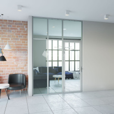 Стеклянная перегородка с распашной дверью StekloMet серия Simple One SM-023106.17 Стеклянная перегородка с распашной дверью StekloMet серия Simple One SM-023106.17