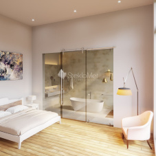 Перегородка с раздвижной дверью StekloMet серия Slide Point SM-031103.05.03 Перегородка с раздвижной дверью StekloMet серия Slide Point SM-031103.05.03