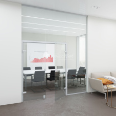 Стеклянная перегородка с распашной дверью StekloMet серия Simple Clear SM-023208.08 Стеклянная перегородка с распашной дверью StekloMet серия Simple Clear SM-023208.08