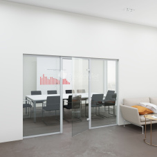 Стеклянная перегородка с распашной дверью StekloMet серия Simple Clear SM-023104.08 Стеклянная перегородка с распашной дверью StekloMet серия Simple Clear SM-023104.08