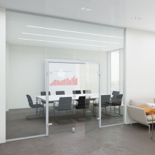 Стеклянная перегородка с распашной дверью StekloMet серия Simple Clear SM-023210.08 Стеклянная перегородка с распашной дверью StekloMet серия Simple Clear SM-023210.08